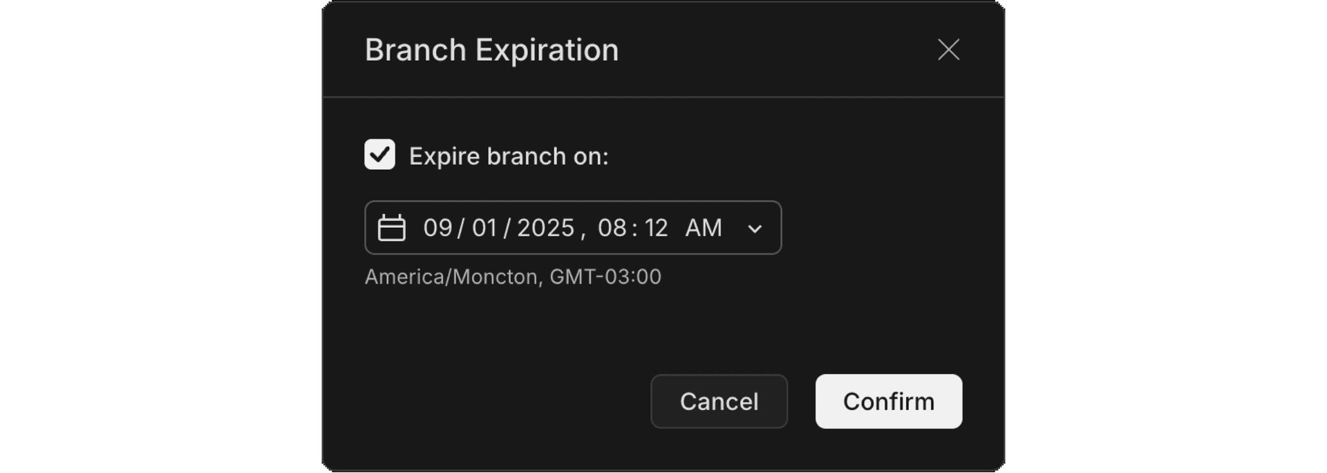 setting branch expiration date from neon console
